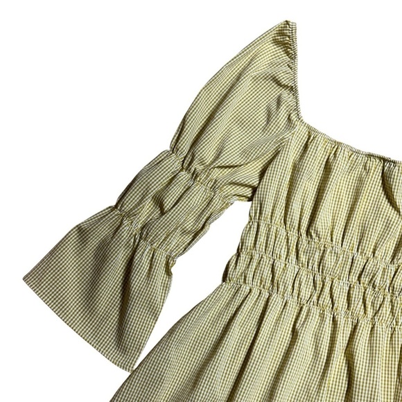 Lulu’s Lunch Date Yellow Gingham Bell Sleeve Mini Dress Women’s US M - Picture 7 of 9